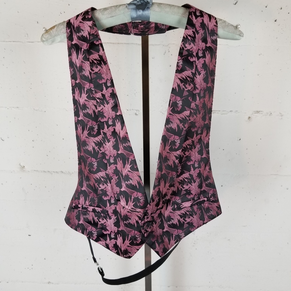 Pink brocade backless tuxedo vest